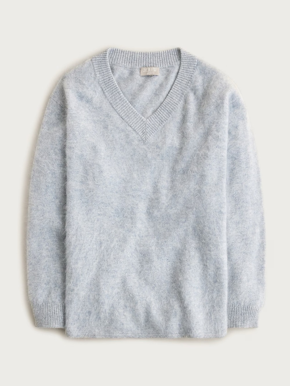 Brushed cashmere relaxed V-neck sweater